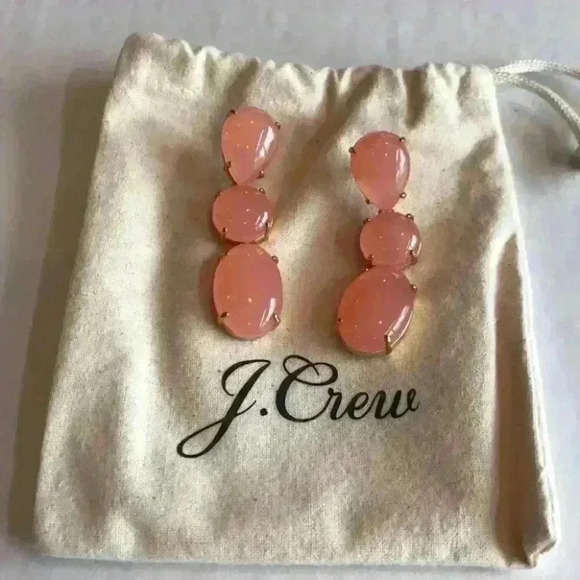 J Crew new Triple stone drop earrings bright pink - Picture 4 of 8